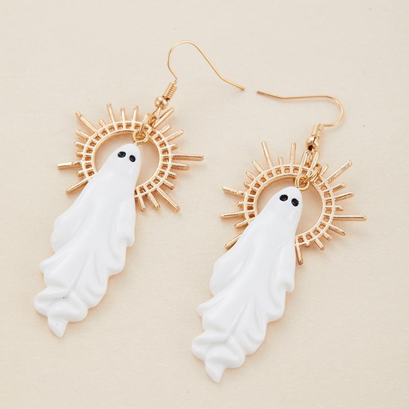 Personalized and Creative Halloween Ghost Pendant Earrings, Suitable for Women's Holiday Accessories, Anniversary Gift for Wives