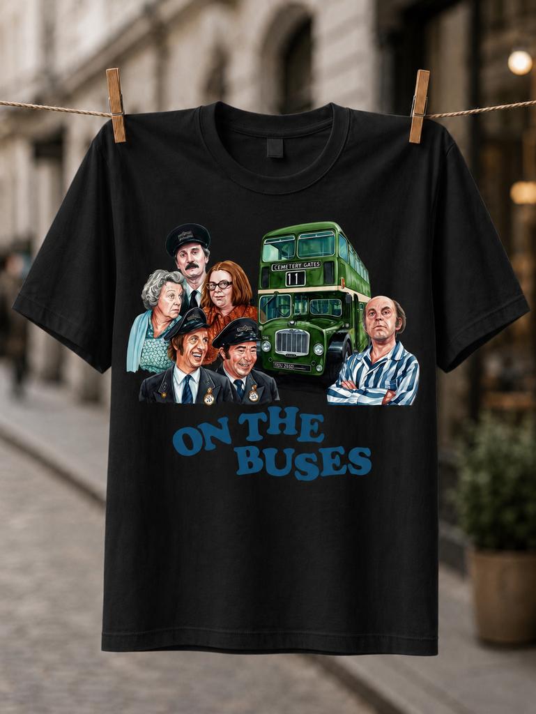 Unisex Tshirt On The Buses Tshirt Green Doubledecker Bus And Classic British Tv
