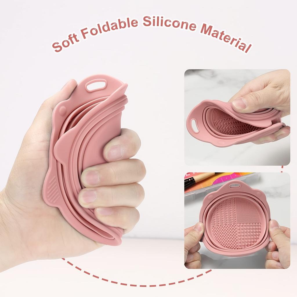 Foldable Makeup Brush Cleaning Bowl, Silicone Portable Cosmetic Cleaning Tool Suitable For All Sizes Beauty Makeup Brush Set.