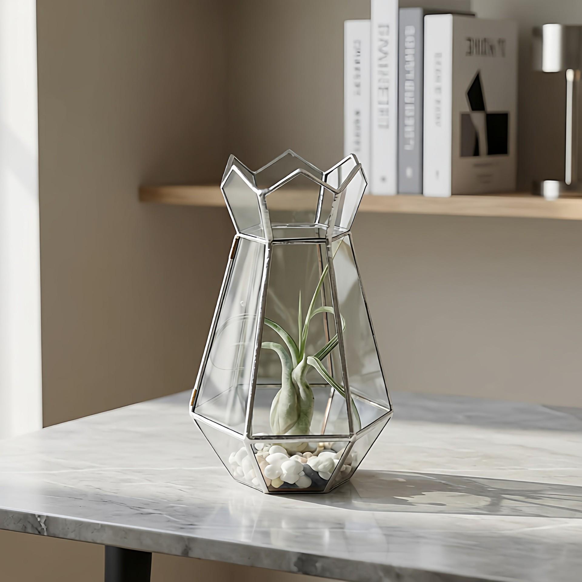 

Multicolor Glass and Tin Candle Holder Lantern for Wedding Decoration 15x12.5x21cm олова/серебряный