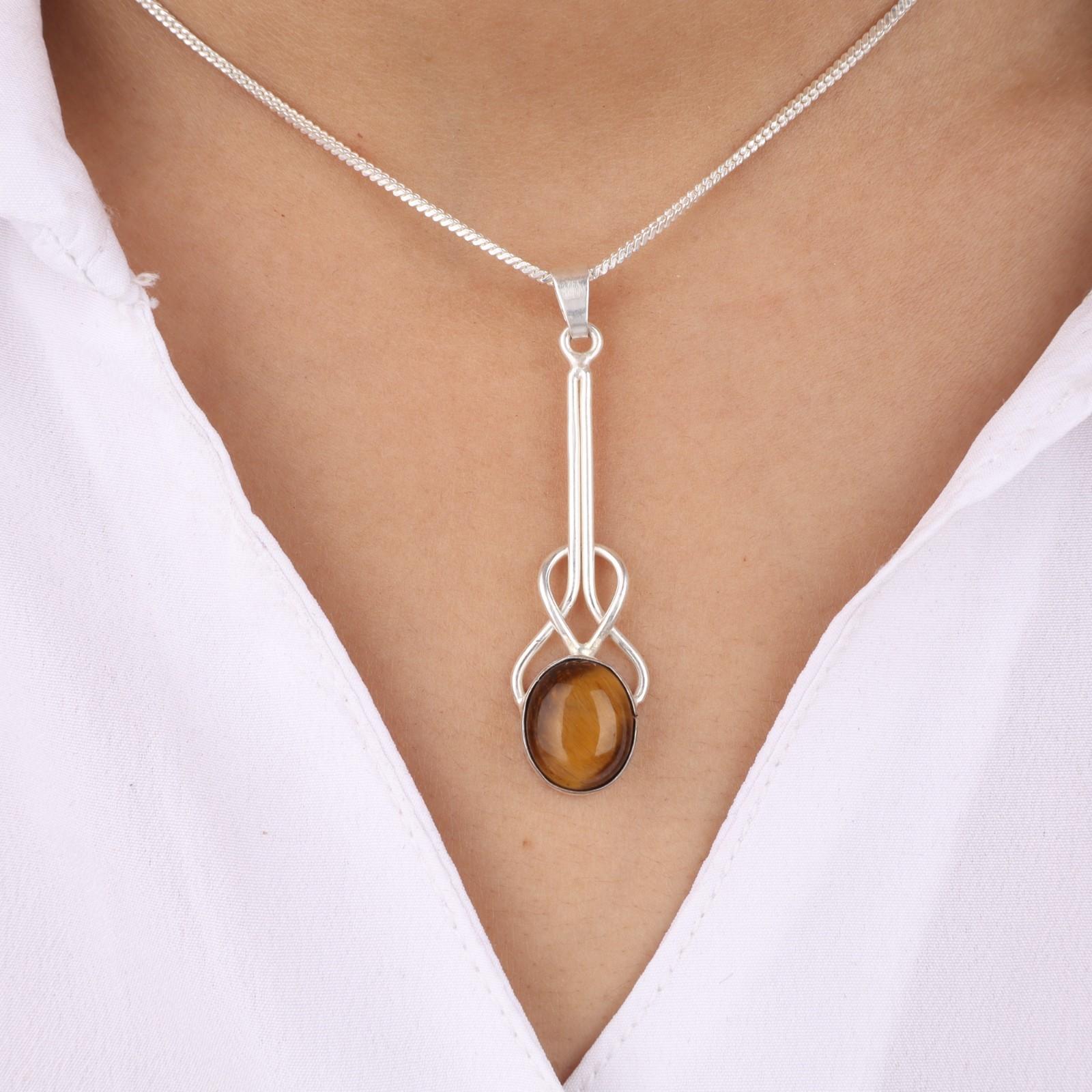 

Yellow Tiger Eye Gemstone 925 Sterling Silver Jewelry Handcrafted Pendant 1.79 PP-60-28