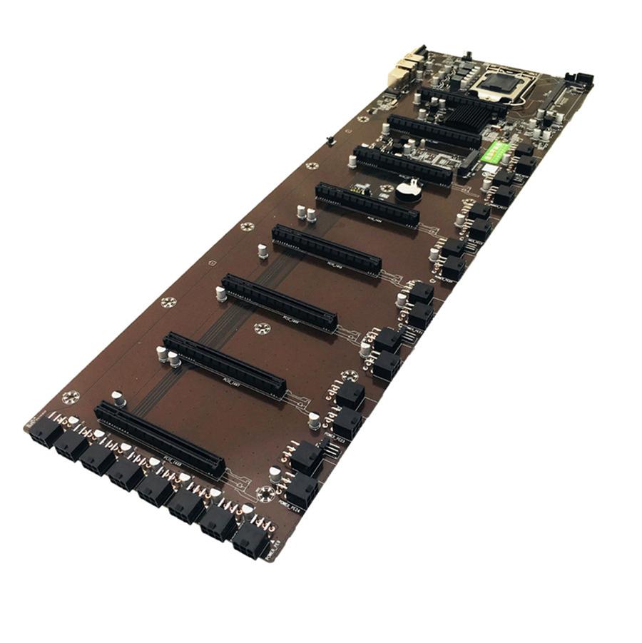 Newest Stable 8GPU Mining Motherboard Support 8 PCI-E+ Video Cards BTC ETH ZEC Mining