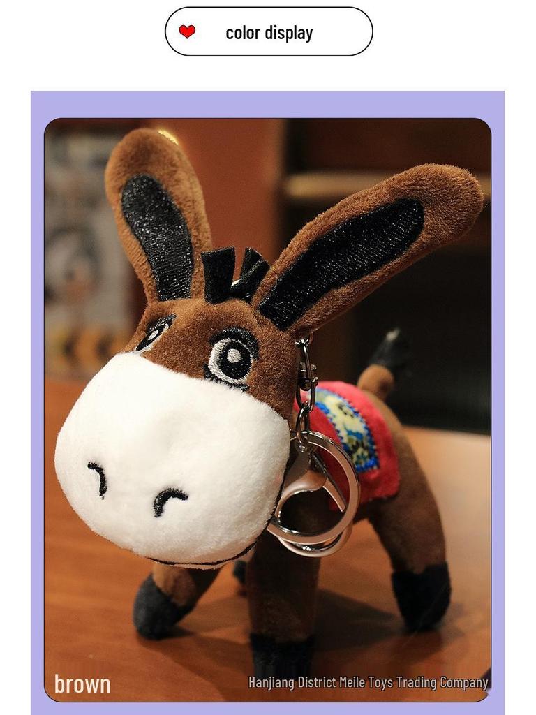 Roztomilý přívěsek a klíčenka s oslíkem z venkovského jarmarku | Plyšová hračka panenka dárek a dekorace na batoh