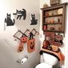 Beliebtes Schwarze Katze Halloween Wanddekoration 3-teiliges Set Mit Messer Holzhandwerk Anhänger für Kätzchen