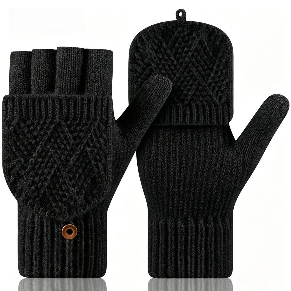 Thick Winter Knitted Gloves Keep Warm Touchscreen Gloves Fashion Fingerless Flip Gloves Outdoor