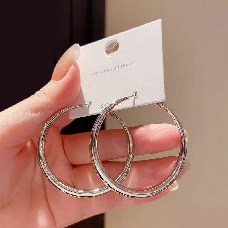 High-End Elegant Circle Hoop Earrings for Women, European and American Style, Exaggerated Minimalist Cool Style, Niche 2025 New Model