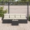 Ensemble de canapé de jardin 5 pièces avec coussins noir en rotin synthétique, Canapé de jardin 2 places avec rangement et 3354916