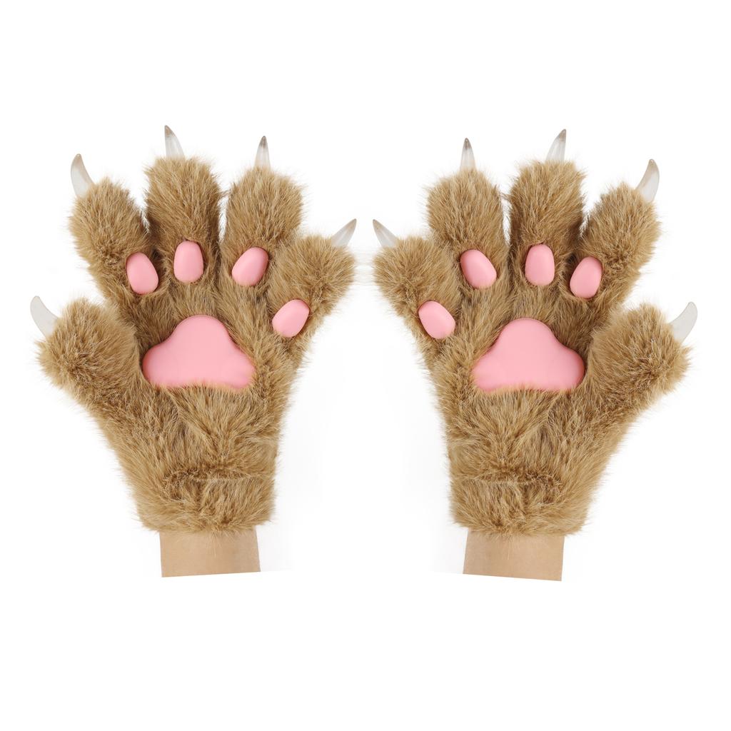 Fluffy Cat Ears Cat Long Tail Plus Cute Cat Paws Gloves Set Cosplay Costume Accessories Halloween Carnival Party Dress Up