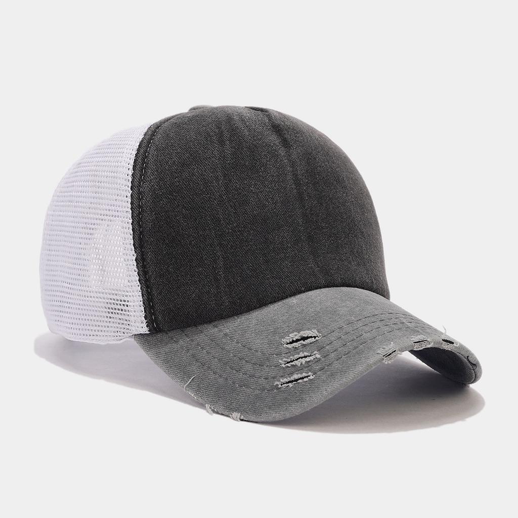 Hot-selling contrasting colors, washed and made old mesh splicing baseball caps, men's and women's tide summer breathable caps