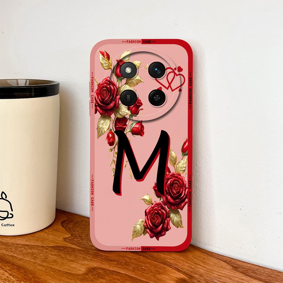 For Honor Magic 7 Lite Case For Magic 8 Lite Rose Letters Soft Phone Back Cover For Magic7 Magic8 Lite Liquid Silicone Fundas