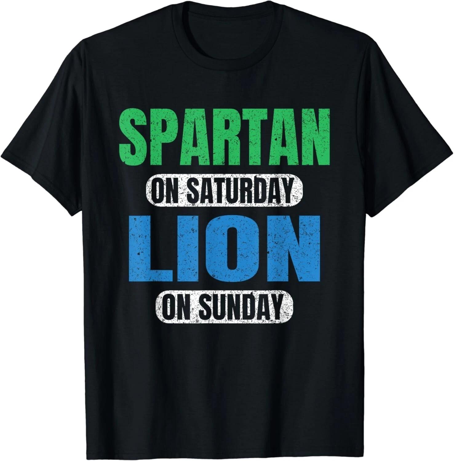 

Spartan on Saturday Lion on Sunday Motivation Funny Vintage Gift Unisex T-Shirt XL