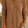 2025 European and American Autumn/Winter Solid Color V-Neck Button Long Sleeve Women's Casual Top