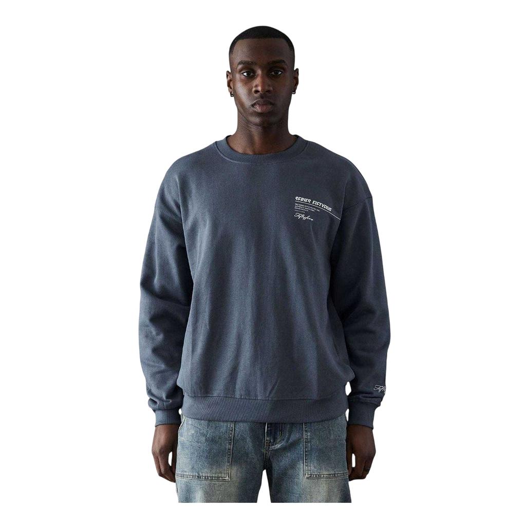 Fiftyfive Mens Back Print Crew Neck Sweatshirt
