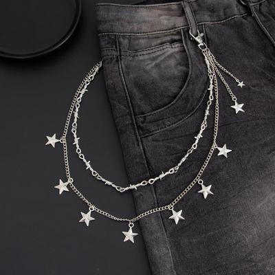 Punk Metall Stern Anhänger Mehrschichtige Hosenkette Schlüsselanhänger Für Männer Hiphop Rock Hosen Taillengürtel Geldbörsen Tasche Kette Schmuck Zubehör