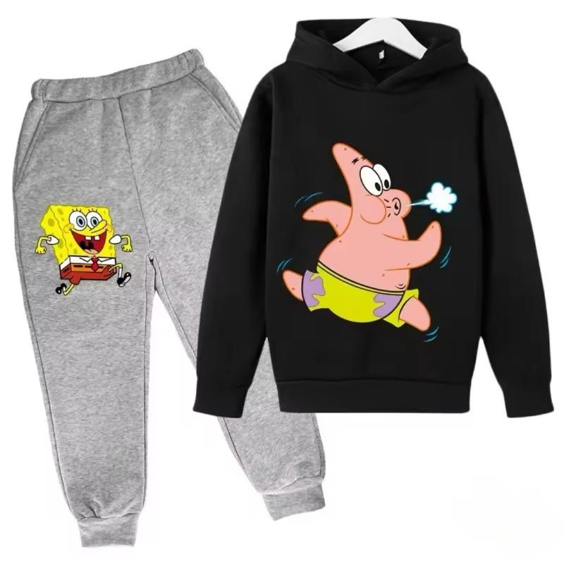 

Cute SpongeBob SquarePants Patrick Star Cartoon Animation Fashion Printed Children s Hooded Long Sleeve Comfortable Warm Set 160cm