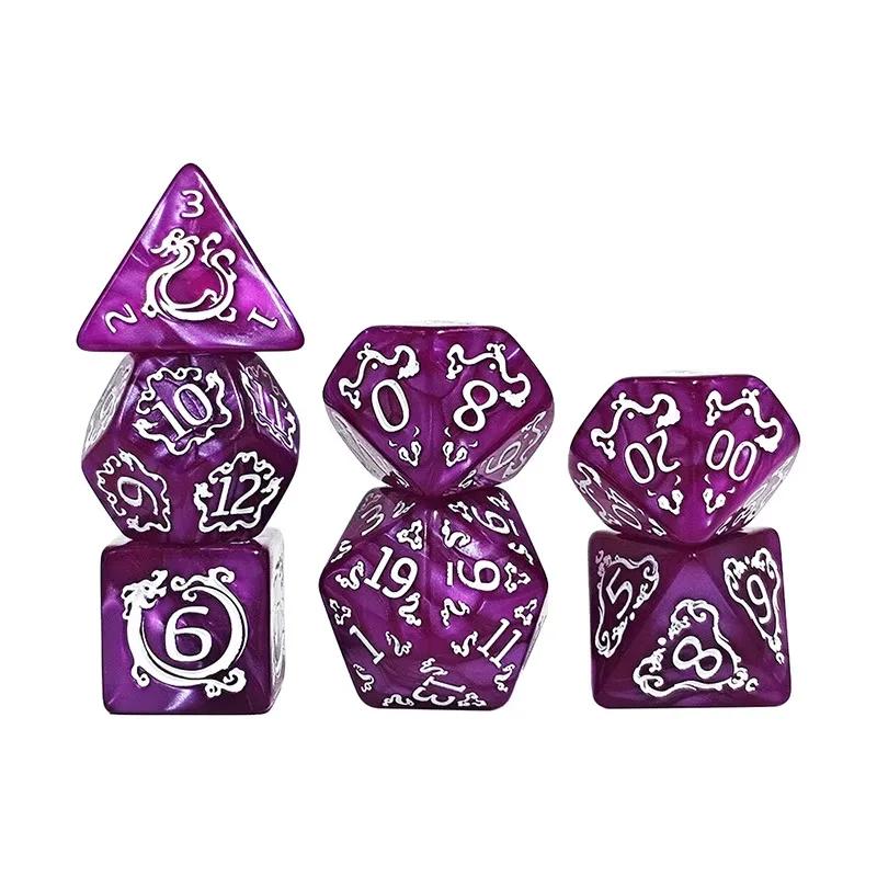 Polyhedral DND Dice Set 7Pcs Dragon Pattern for D&D TRPG Role Playing Board Game Entertainment Collectible Gift