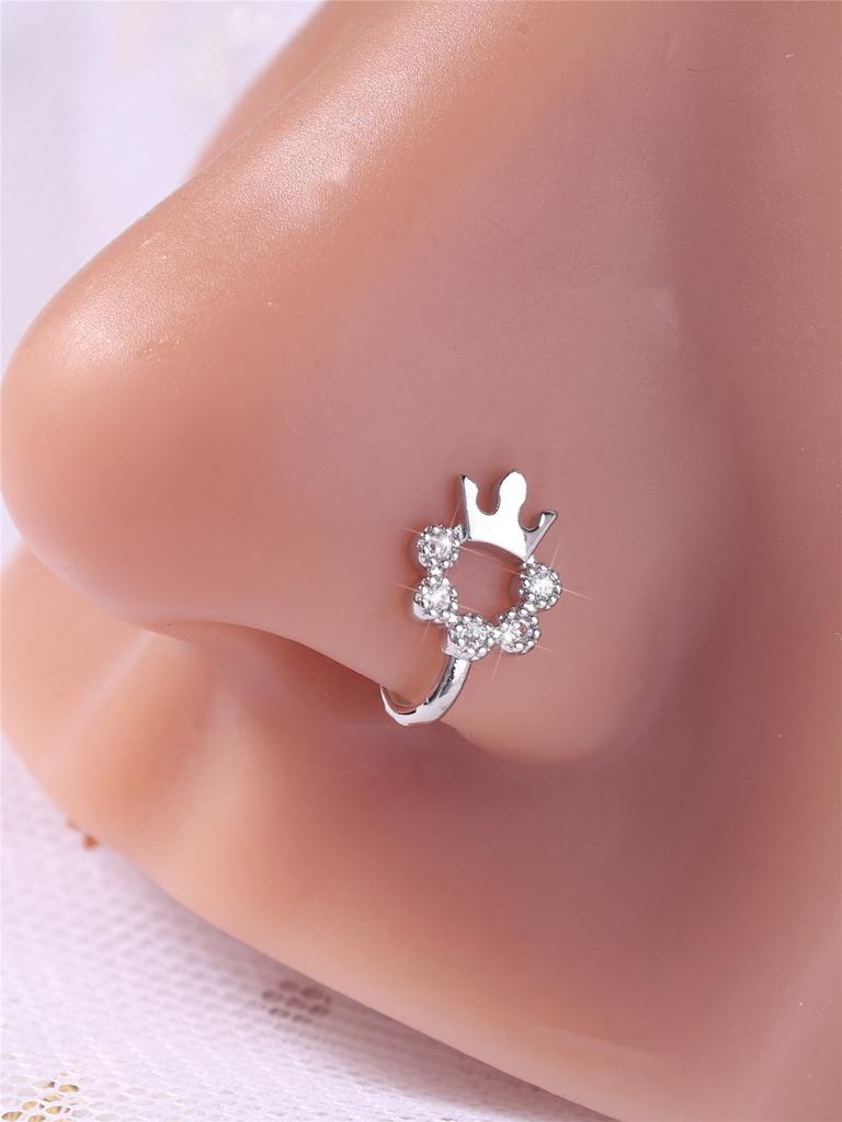 Simple And Stylish Crown Shape Non-Perforated U-Shaped Nose Clip With Diamonds Cute Versatile Women'S Nose Ring Nose Accessories