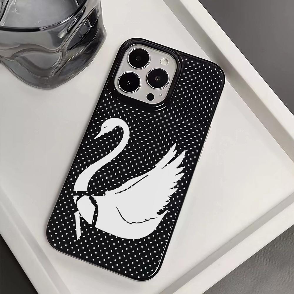 Luxury Phone Case for iPhone 17 16e 16 15 14 13 12 11 X XS XR XSMAX 7 8 Air Pro Max Plus Cute Swan Double-layer Back Cover