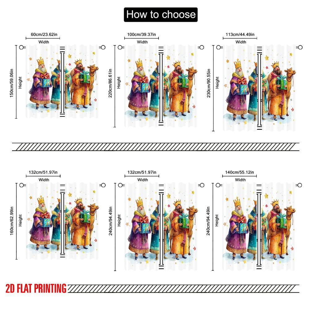 2pcs,2D plane printing Curtains Three Wise Men with Gifts Polyester (without rod) Holiday for Various Room Types