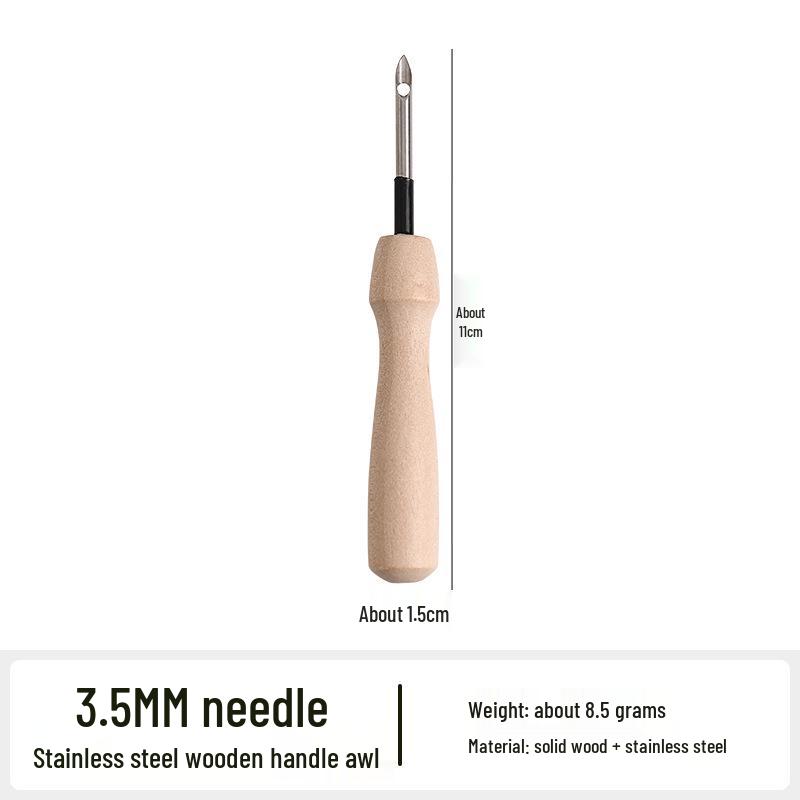 Wooden Handle Russian Punch Needle Tool with Gold-Plated Head for Chunky Yarn Embroidery