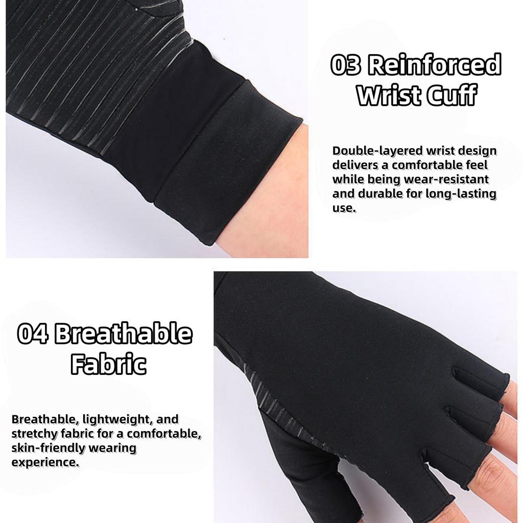 Rękawiczki Unisex z odkrytymi palcami - Ulga w bólu stawów podczas jazdy na rowerze, prowadzenia samochodu, ćwiczeń, treningu i fitness