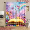 2D flat printing 2pcs Window Drapes Butterfly Rainbow Dream Book Digital Printed Polyester Drapes Family Party for Holiday