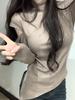 Women's Off-Shoulder Slim Fit Brushed Turtleneck Long Sleeve Top for Autumn/Winter