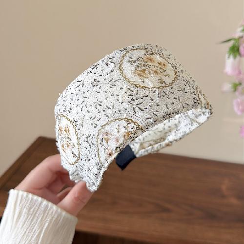 Elegant Rustic Wide Floral Print Headband for Women Wrap Hair Cover Parting Down Press Edge Sweet Cute Hair Hoop Accessory