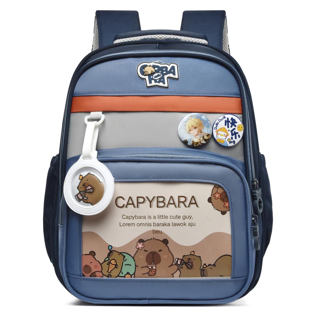 Children's school bag, new cartoon backpack, primary school bag, large-capacity load-reducing ridge backpack, cross