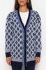 Women's Fashion New Hijab Cardigan Navy Blue Jacquard Button Detailed Knitwear Cardigan