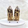 Sexy Women's Leopard Print Paint Gradient Leather High Heels Pointed Banquet Shoes 8-12cm Shoes Plus Size 33-46