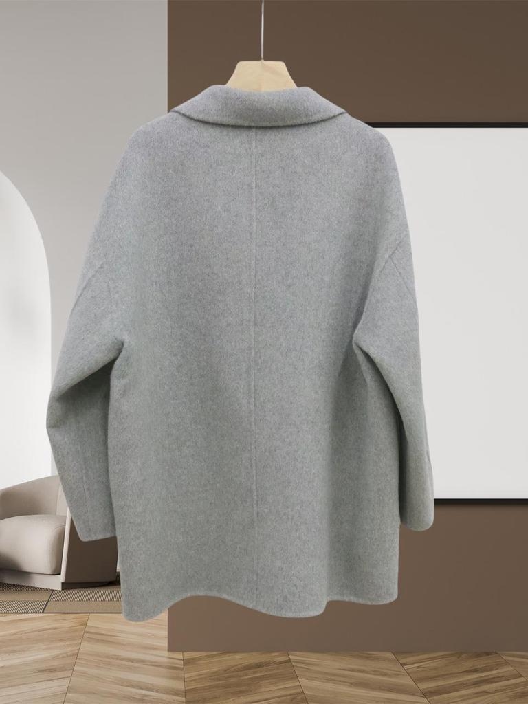 Women's Mid-Length Double-Breasted Wool Coat - 2025 Autumn/Winter Collection, Suit Collar, Commuting Style