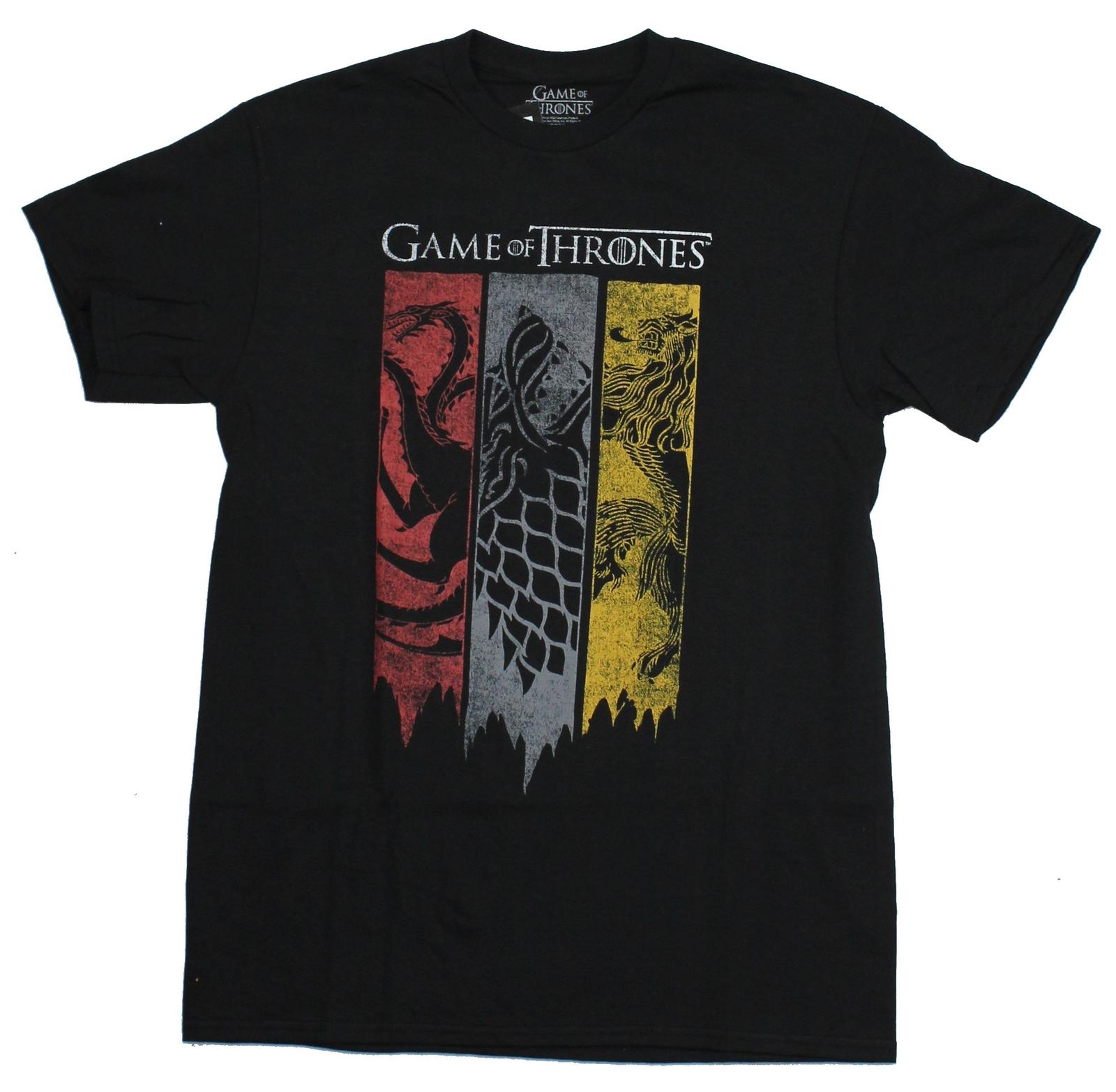 Game of Thrones Adult New T-Shirt - Tattered Banners Stark Targaryen Lannister XL