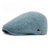 Unisex Big Head Friendly Linen Look Flat Cap Spring Summer Breathable Ivy Cap Adjustable Retro British Beret Cabbie Hat