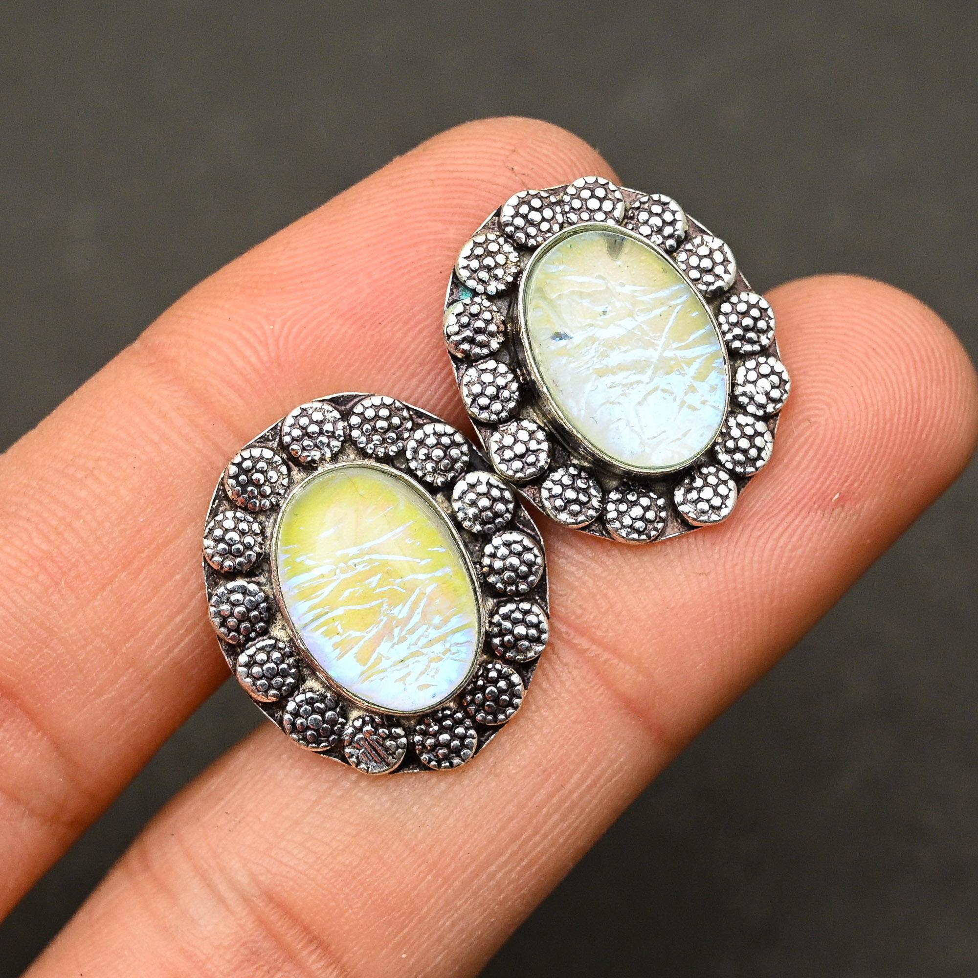 

Запонки мужские из стерлингового серебра 925 пробы с белым огненным опалом