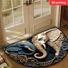 Elephant-Themed Semi-Circle Welcome Mat - Non-Slip Polyester Door Mat with Artistic Elephant Design - Decorative Home Accessory
