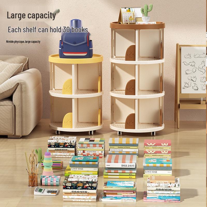 Children's Rotating Multi-layer Bookshelf & Storage Cabinet for Kitchen or Living Room