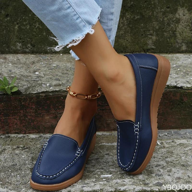 Women's New Oversized Women's Thick Sole Non Slip Simple Single Shoe Casual and Comfortable Wedge Heel Sneakers Zapatillas Mujer