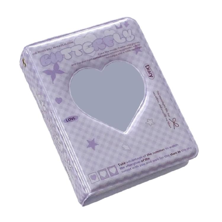 3Inch Mini Photo Card Album Heart Hollowed Styles Cover with 40 Pocket Card Binder Book for Capturing Daily Moment