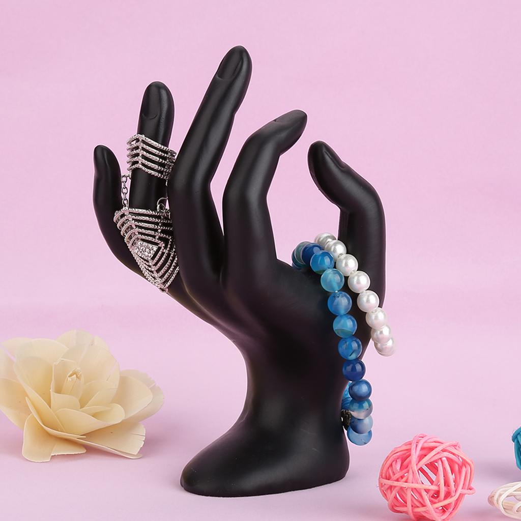 Black OK Hand Gestured Rings Display Stand Earrings Bracelet Holder Jewelry Organizers (Resin)