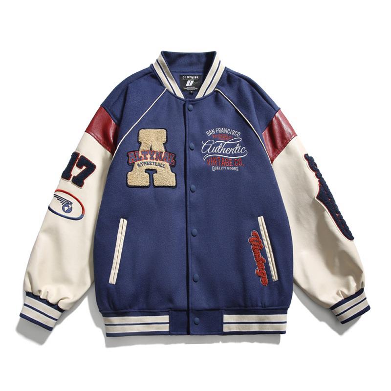 Jaqueta de Beisebol Masculina Estilo Coreano com Contraste de Cores Primavera/Outono 2024 - Look Americano Moderno que Combina com Tudo