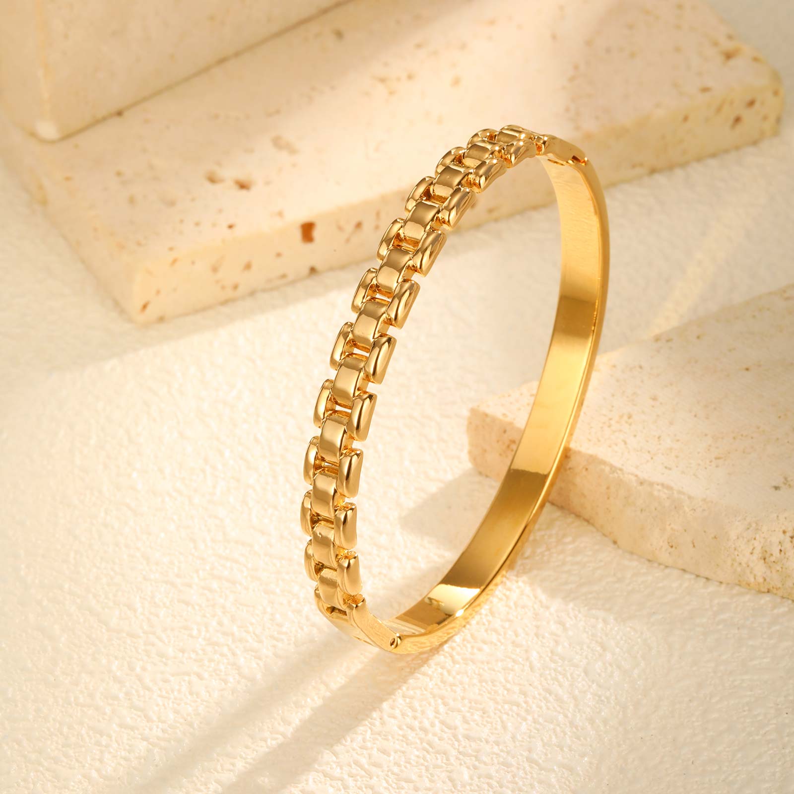 

Stainless Steel Strap Chain Openable Bracelet for Women,Gold Color Waterproof Bangle Bracelets,Minimalist Jewelry Gifts