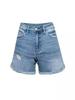European & American Women's Handmade Ripped Light Blue Loose Denim Shorts