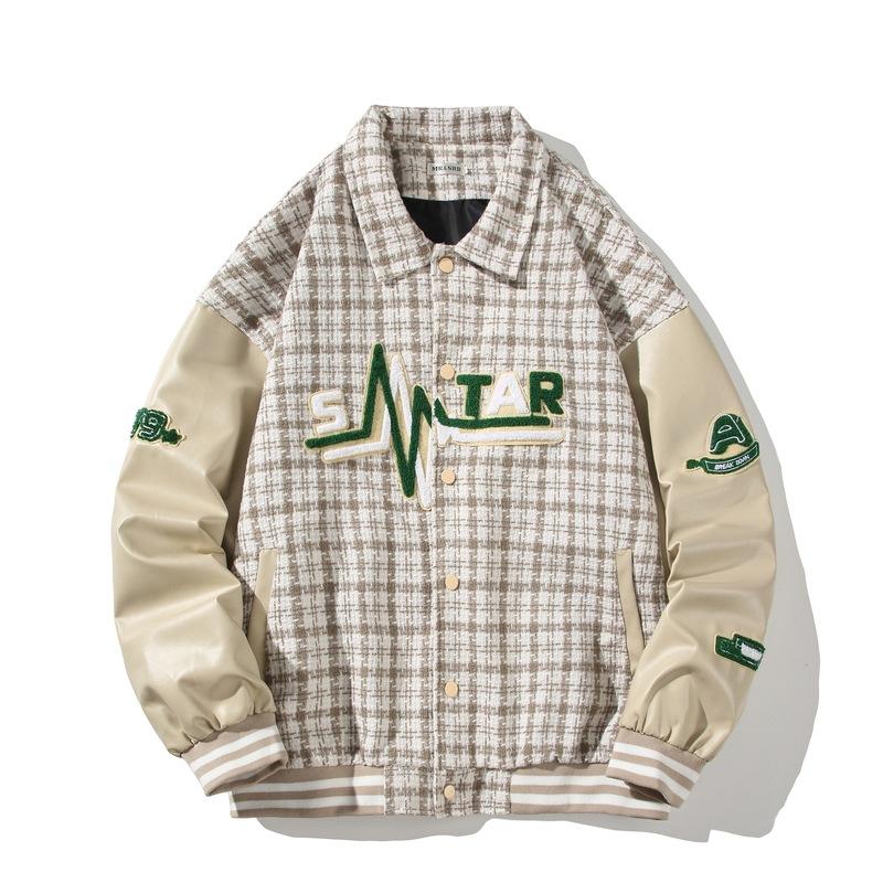 Spring and Autumn Splicing Jacket Men's Spring New American High Street Trendy Baseball Jersey Men's and Women's