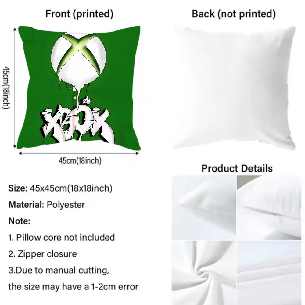 X-XBox Double-sided Printing Cushion Cover Reversible Plush Pillow Cover – For car, sofa, bedroom, perfect as a gift.