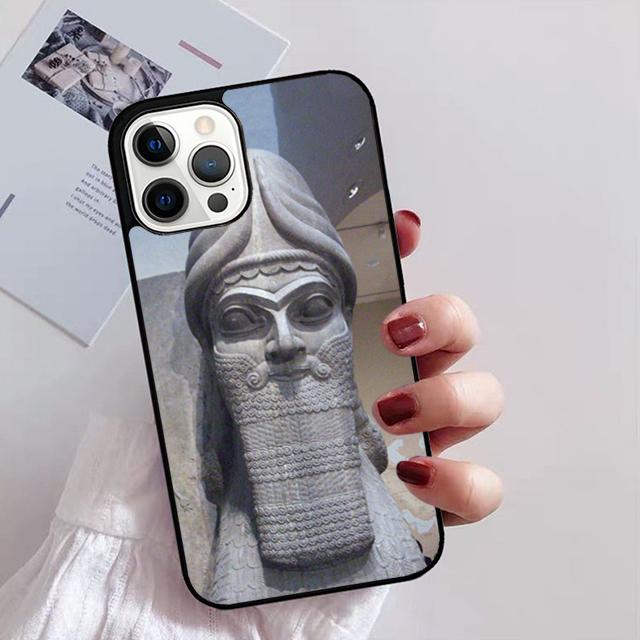 Lamassu Assyrischen Geflügelten Löwen Telefon Fall für iPhone 11 12 13 14 Pro Max mini XR XS SE 2020 6 7 8 Plus Samsung S21 S22 Coque Funda