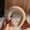 Korean Fluffy Wide Brim Hairband: Mink Fur Winter Headwear for Versatile Use in Hair Care and Styling