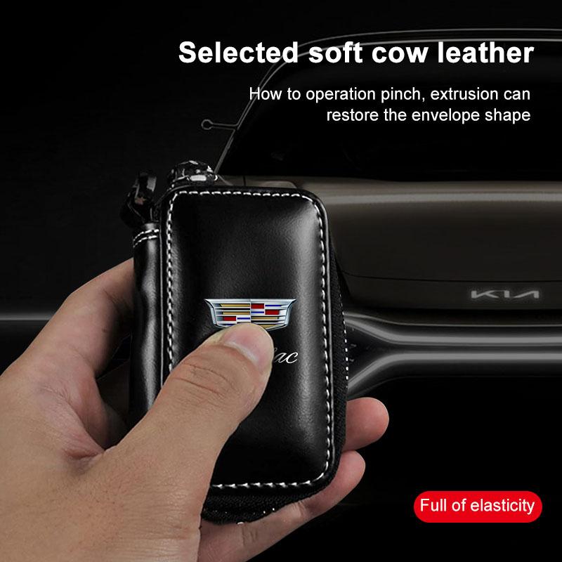 Custodia in Pelle per Chiave Auto Portachiavi Borsa con Cerniera Protezione Accessori Chiave Auto Per Cadillac Escalade Tiburon Deville Seville XT5 XTS CTS BLS SLS DTS SRX