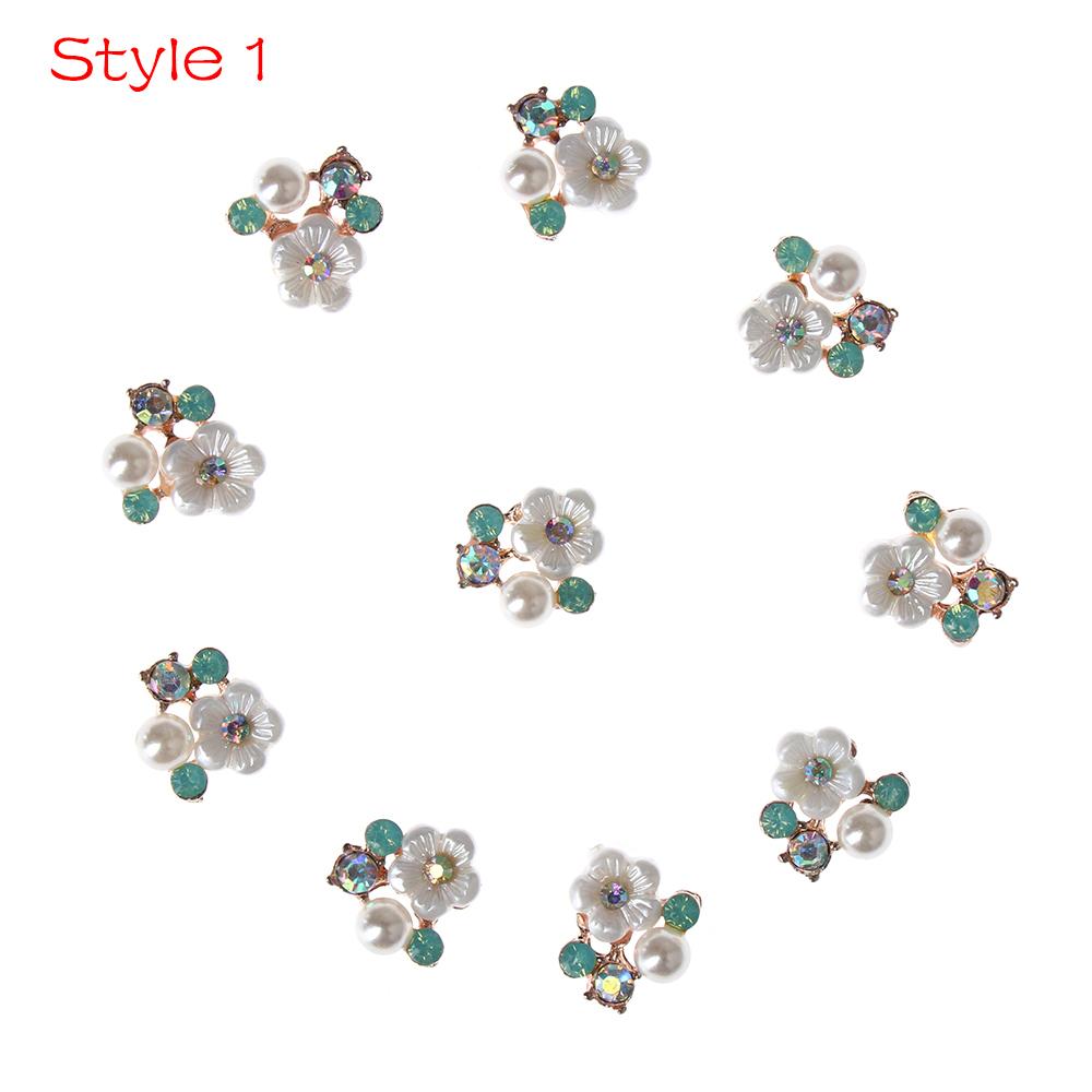 Clothing Decoration Hairpin Accessories Flatback Pearl Buttons Apparel Sewing Rhinestone Button Flower Buckle For 10PCS