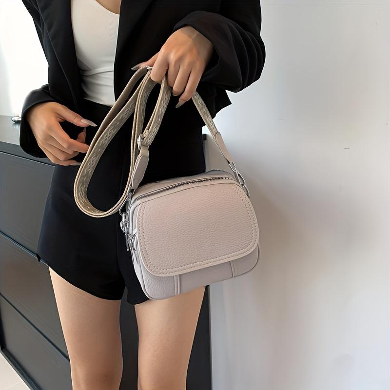 Chic Women’S Crossbody Bag - Solid Color Durable PU Magnetic Closure Comfort Strap Small & Stylish Purse With Zipper